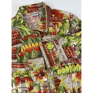 VTG Chicos Jacket‎ Orange Green Jungle Monkeys Button Front Size 3 (XL) Artsy